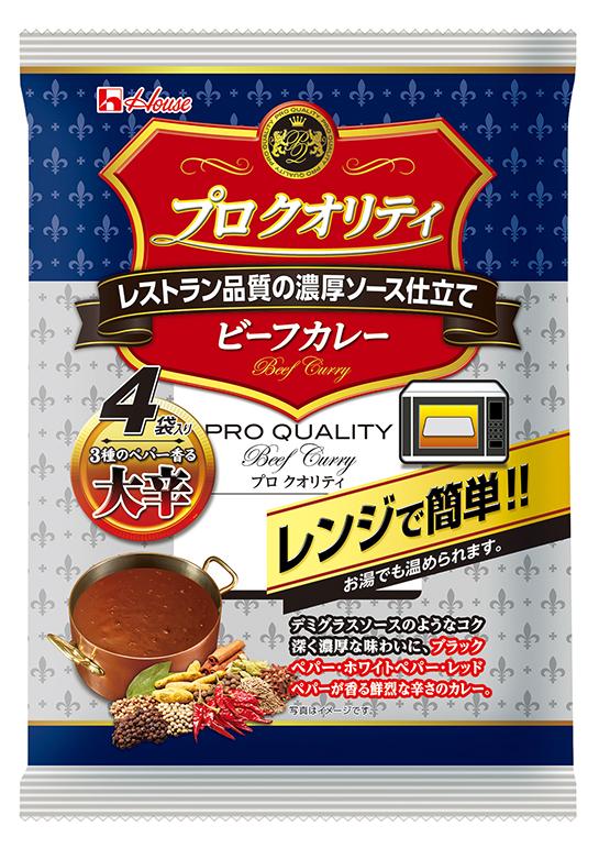 プロクオリティ　大辛　ビーフカレー４袋入り　ハウス　６８０ｇ(１７０ｇ×４袋)×３６個-