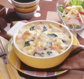 ほうれん草たっぷりのクリーミーマカロニグラタン レシピ ハウス食品