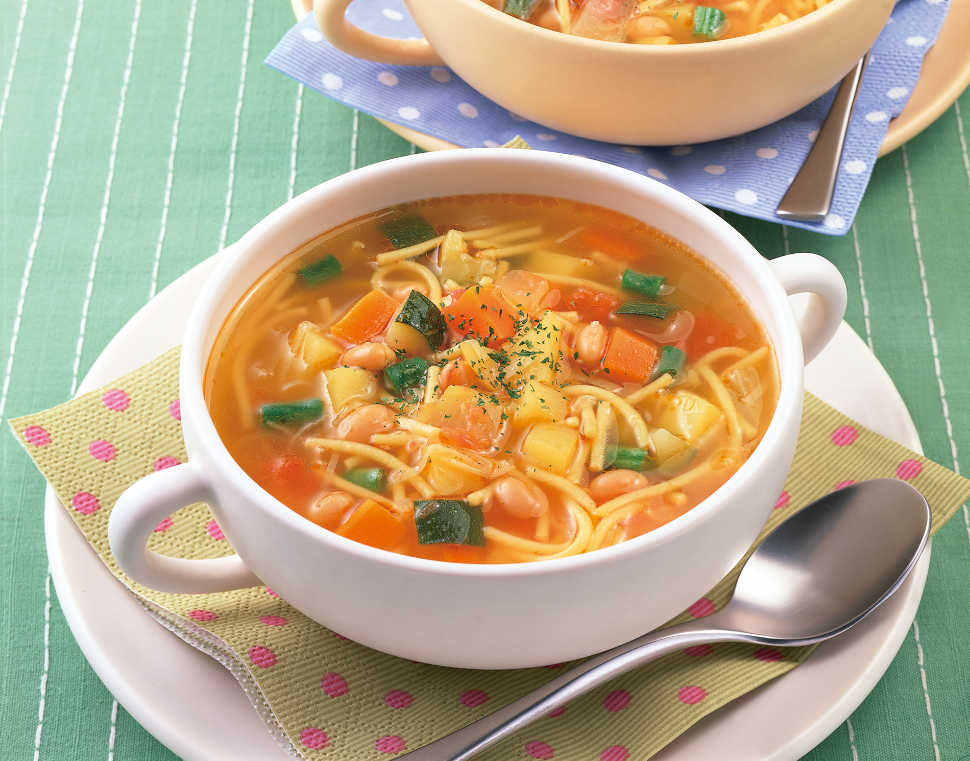 野菜とスパゲッティのイタリア風スープ レシピ ハウス食品