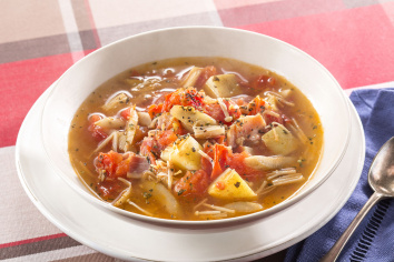 ごぼうとえのきたけのミネストローネスープ