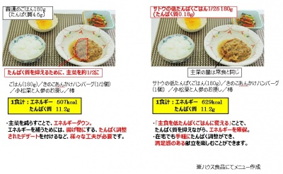 画像：「やさしくラクケア サトウの低たんぱくごはん」シリーズを使用した献立イメージ