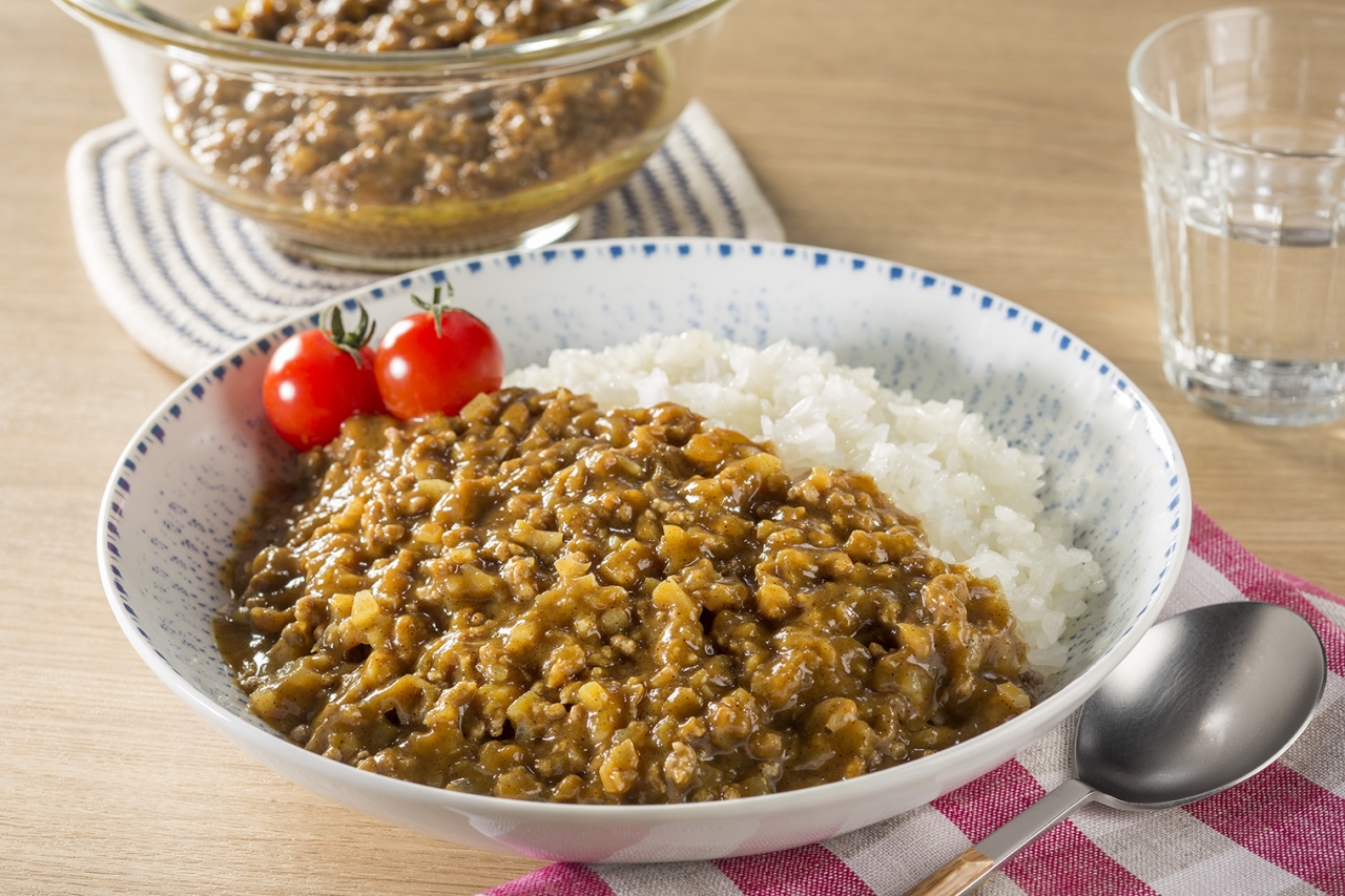 「電子レンジで作るキーマカレー」の画像