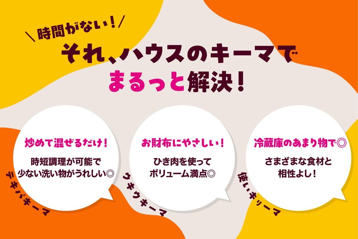 ハウスのキーマは、炒めて混ぜるだけ・お財布にやさしい・冷蔵庫のあまり物でできてタイパ抜群！