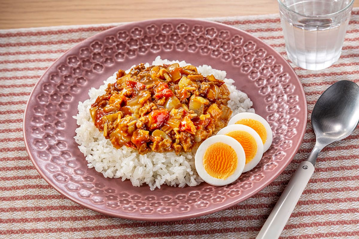 レンジで作るトマトたっぷりキーマカレー