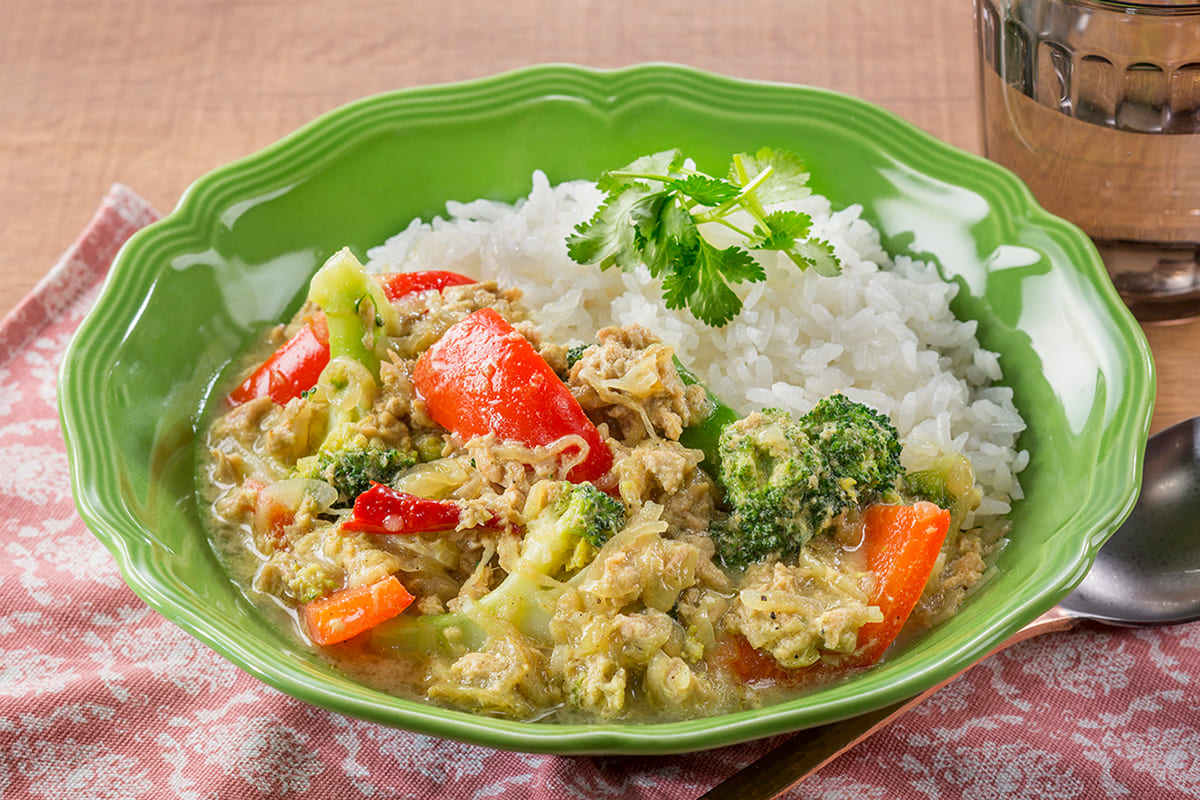 「レンジで作るツナ缶のグリーンカレー風スパイスカレー」の画像