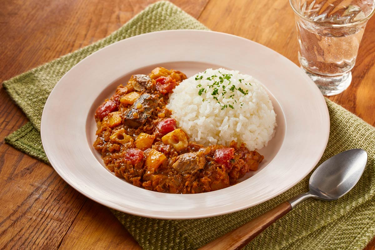 「さば缶とれんこんのキーマカレー」の画像