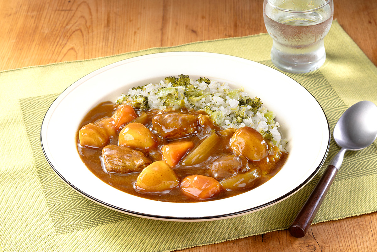 ブロッコリーごはんで食べるカレー