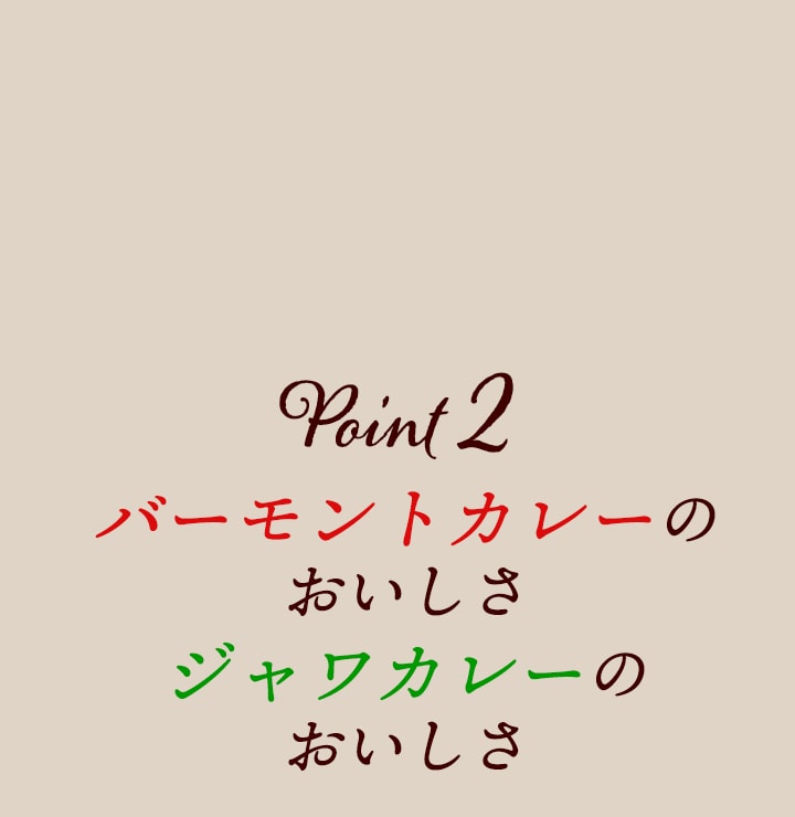 Point2 バーモントカレーのおいしさ ジャワカレーのおいしさ