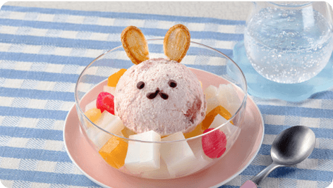 フルーチェアイスとカルピス<sup>®</sup>のゼリーのフルーツポンチ