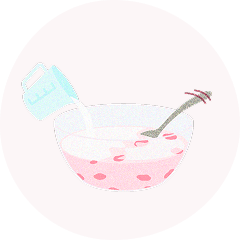 冷えた牛乳を加えて、スプーンで手早くとろりとするまで混ぜる