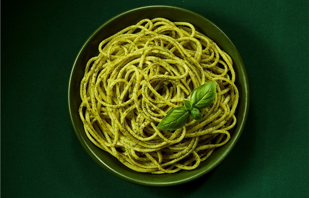 深蒸しバジルのパスタの写真