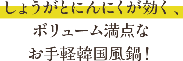 しょうがとにんにくが効く、ボリューム満点なお手軽韓国風鍋！