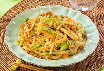 レンジで簡単キーマカレーうどん